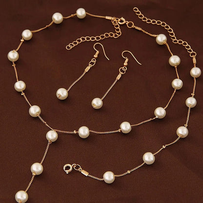 Charming White Pearl Necklace Bracelet Earring Jewelry Set Women Bridal Wedding Elegant Accessories    Home Decor Supply | Online Retail | ShoreShopper.com