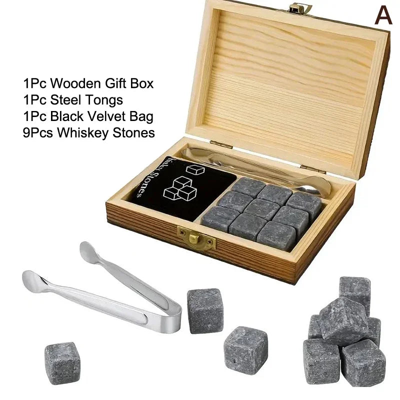 Father'S Day Gift For Men Whiskey Stones Set 8 Pcs Granite Ice Cubes+ 2 Pcs Cups For Whisky In Wooden Bottle Box Present For Dad    Your Coastal Marketplace | Shoreshopper.com