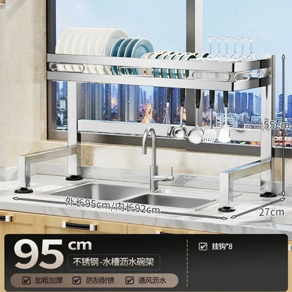 Stainless Steel Sink Shelf Bowl Drain Rack Kitchen Storage Rack Multifunctional Dish Cutlery Knife Spoon Sink Rack Set Organizer    Home Decor Supply | Online Retail | ShoreShopper.com