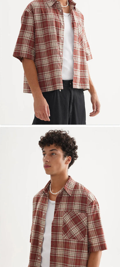 ‌Plaid Short Sleeve Shirt for Men‌ Casual Button Down,Lightweight Breathable Fabric,Trendy Streetwear,Summer Open Front Top    Home Decor Supply | Online Retail | ShoreShopper.com