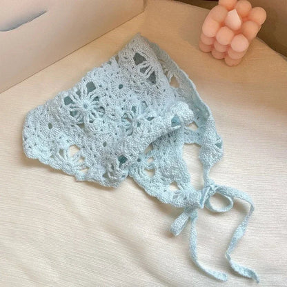 Fashion Knitted Headscarf Hat French Pastoral Style Triangle Headband Handmade Crochet Headband Towel Retro Flower Headscarf    Your Coastal Marketplace | Shoreshopper.com