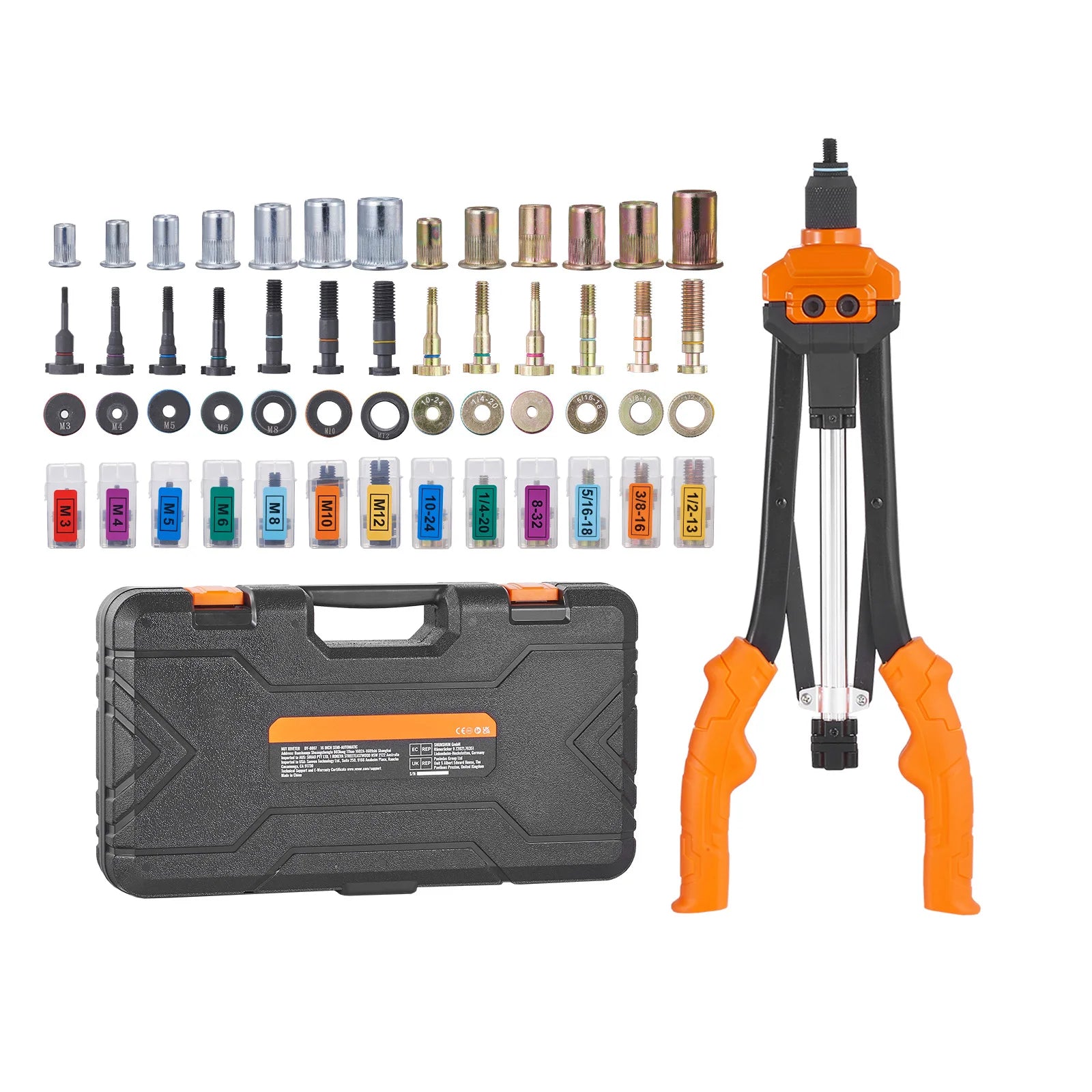 SucceBuy 14" 16" Rivet Nut Tool Rivnut Tool Kit with Metric and SAE Mandrels 70PCS/186PCS Rivet Nuts With Rugged Carrying Case    Home Decor Supply | Online Retail | ShoreShopper.com