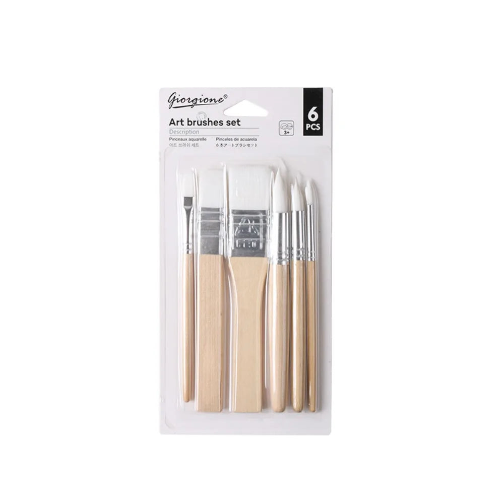 Art Paint 3/6pcs Painting Brush Set Different Shape Professional Watercolor Gouache Oil Brush Set Wooden Handle Flat Tip Head    Home Decor Supply | Online Retail | ShoreShopper.com