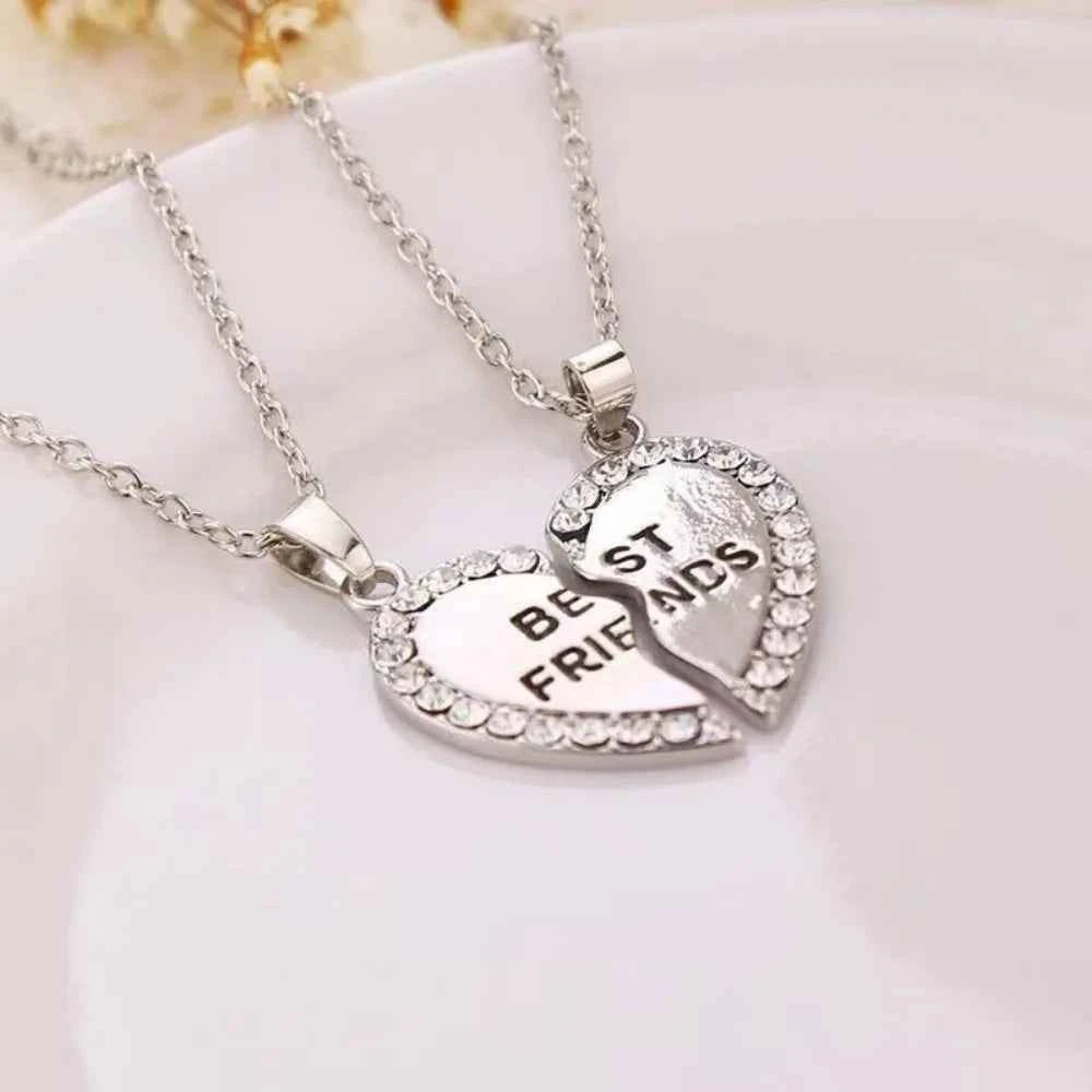 1 Pair Love Heart English Pendant Fashion Friends Necklace Good Friends Choker Statement Necklace
