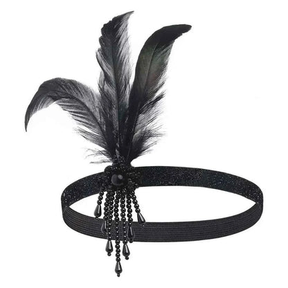 Hair Accessories Feather Headwear Tassel Makeup Party Cosplay Dress Headwear Black Diamond Masquerade Hair Band