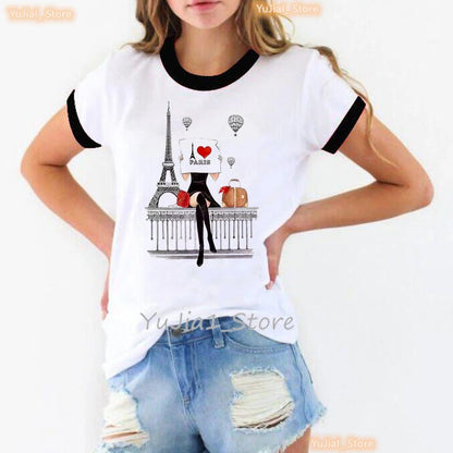 Traveling To Usa Graphic Printed Tshirt Women Paris Eiffel Tower Italy T Shirt Femme Summer Tops Short Sleeve T-Shirt Female    Home Decor Supply | Online Retail | ShoreShopper.com