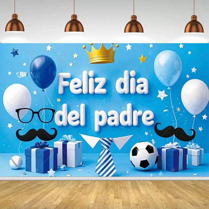 Spanish Feliz Dia Papa Backdrop Father's Day Photo Background Balloon Mustache Tie Banner Dad Party Decoration  Booth Props    Your Coastal Marketplace | Shoreshopper.com