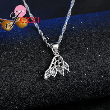 Wedding Jewelry Sets Accessories Women 925 Sterling Silver White Crystal Wing Design Necklace Earrings Flying Feather Sets    Home Decor Supply | Online Retail | ShoreShopper.com