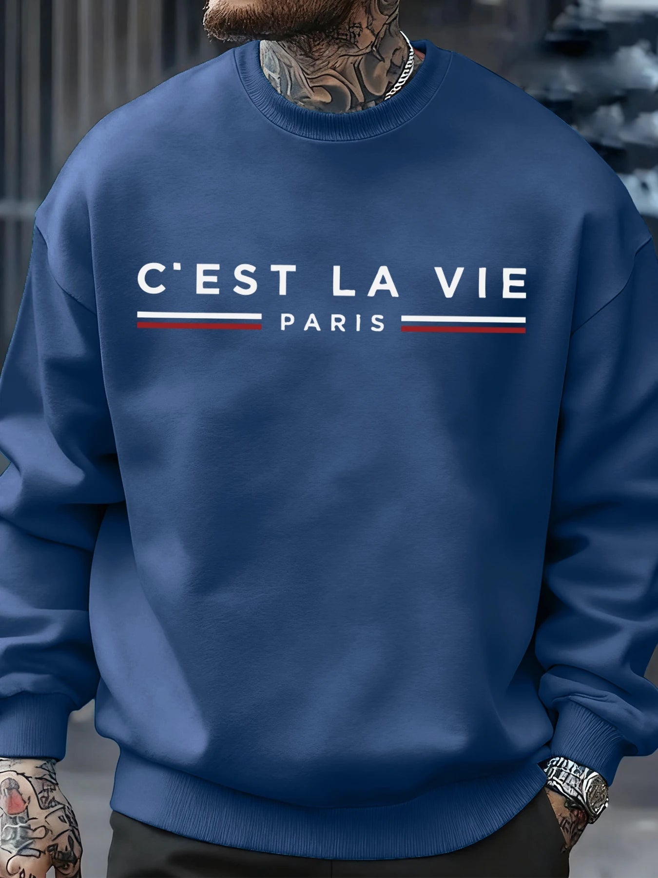 C'Est La Vie Paris Prints Man Sweatshirt Casual Loose Sportswear Hip Hop Fashion Pullovers Fleece Soft Clothing Crewneck Tops    Home Decor Supply | Online Retail | ShoreShopper.com