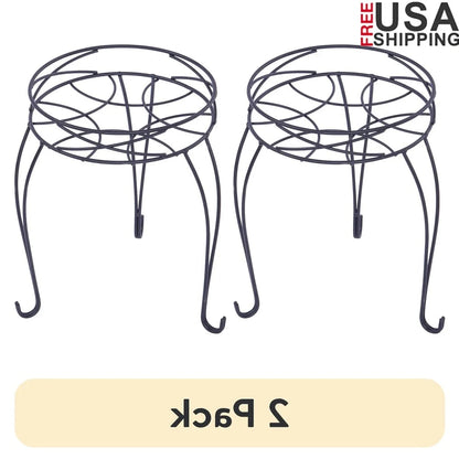 2 Pack Round Metal Plant Stand Indoor Outdoor Display Holder Collapsible Space Saving Iron Durable Rustproof Pots up to 9 Inch    Home Decor Supply | Online Retail | ShoreShopper.com