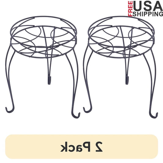 2 Pack Round Metal Plant Stand Indoor Outdoor Display Holder Collapsible Space Saving Iron Durable Rustproof Pots up to 9 Inch    Home Decor Supply | Online Retail | ShoreShopper.com
