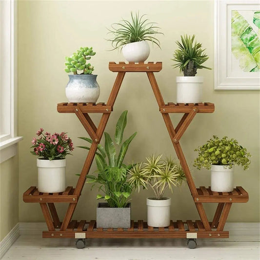 Movable Wood Plant Stand, Triangular Shelf, Flower Pot, Storage Holder, Garden Display, Shelving Rack, Outdoor, Indoor, 6 Tier    Home Decor Supply | Online Retail | ShoreShopper.com