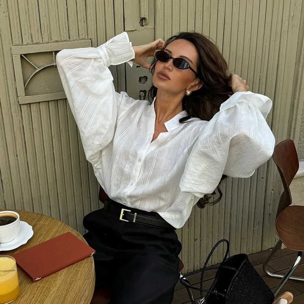 Fashion White Shirts Women Long Sleeve Oversize Blouse 2025 New Spring Summer Basic Tops Cotton Chic Shirt for Women    Your Coastal Marketplace | Shoreshopper.com