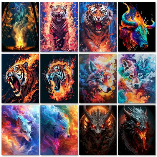 Diy Paint By Numbers For Adults Beginners Wolf Animals Acrylic Painting By Number Kits Home Decoration Framelessless    Home Decor Supply | Online Retail | ShoreShopper.com