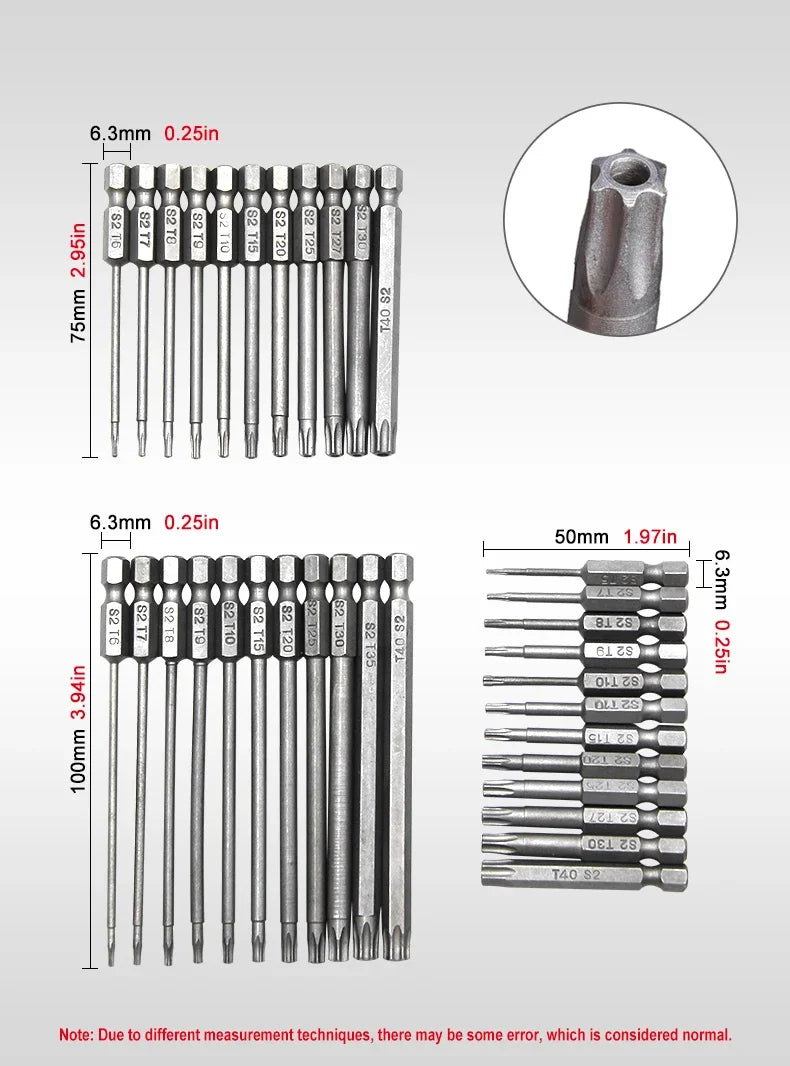 50-75-100mm Hollow Plum Blossom Extended S2 Bit Hexagon Handle Screwdriver Bit Screwdriver Tool Set    Home Decor Supply | Online Retail | ShoreShopper.com
