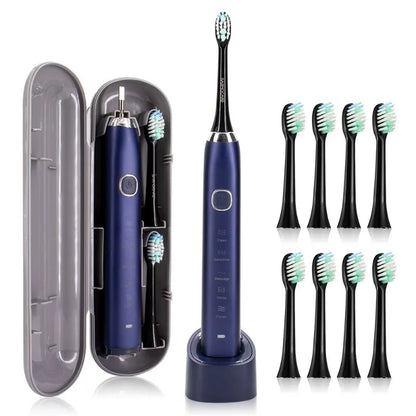 2026 NEW USB Rechargeable Electric Toothbrush Automatic Toothbrush for Adults with 5 Modes and 8 Replacement Brush Heads - ShoreCo.Shop