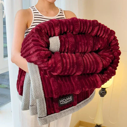 New Rabbit Plush Winter Thick Warm Coral Fleece Blanket Solid Color Double-Sided Cover Blanket Suitable Bedroom Supplies    Your Coastal Marketplace | Shoreshopper.com
