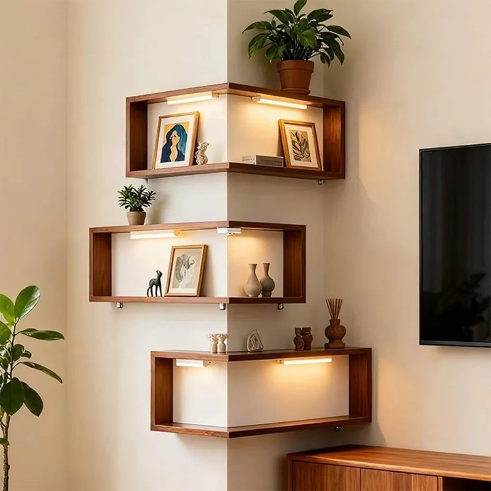 Space Saving 90 Degree Corner Wall Shelf Floating Shelf Suspended Wooden Display Shelf Wall Mounted Corner Bookshelf Home    Home Decor Supply | Online Retail | ShoreShopper.com