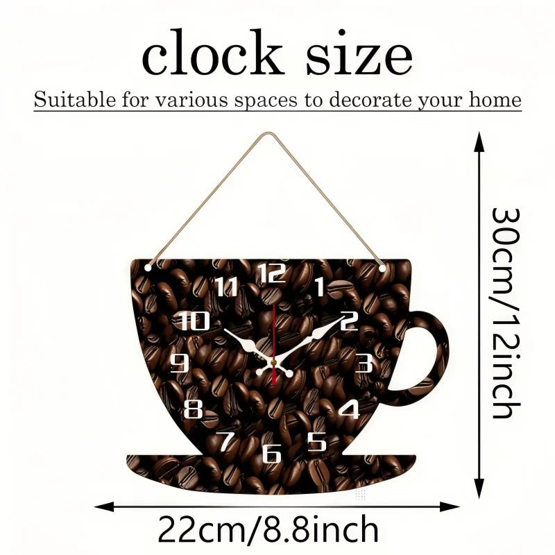 Coffee Cup Shaped Wooden Silent Hanging Wall Clock,Wood Grain Design Suitable For Living Room,Study Room,Bedroom,Home Decoration    Home Decor Supply | Online Retail | ShoreShopper.com