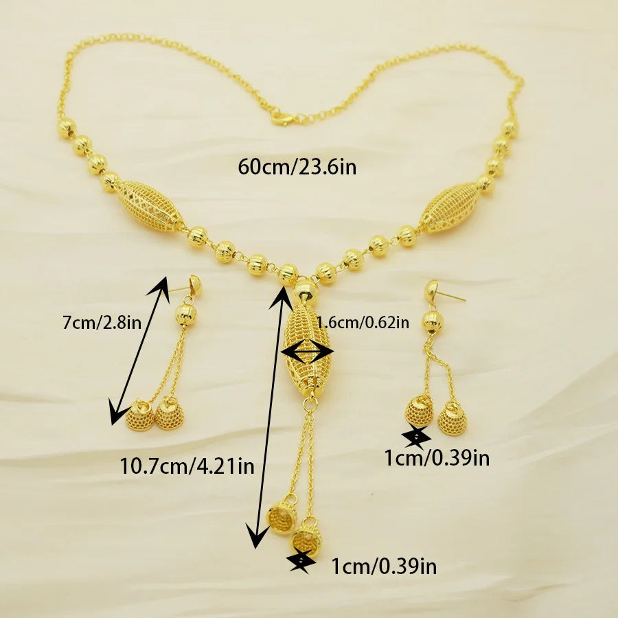24K gold-plated two-piece jewelry set, Dubai jewelry, India, twisted geometric necklace earrings, bridal party gift    Home Decor Supply | Online Retail | ShoreShopper.com