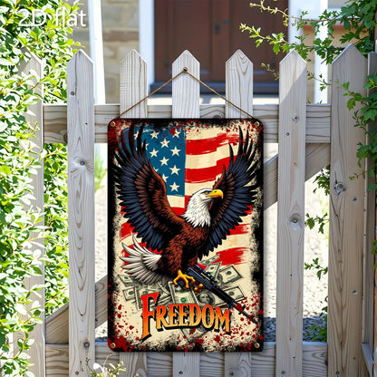 Patriotic Eagle with Guns Metal Wall Art - 8x12 Inch American Flag Design, Durable Iron Sign for Home & Outdoor Decor    Home Decor Supply | Online Retail | ShoreShopper.com