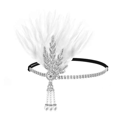 Gatsby Cosplay Dress Headwear Diamond Feather Headwear Korean Style Headband Masquerade Party Accessories Sequin Hair