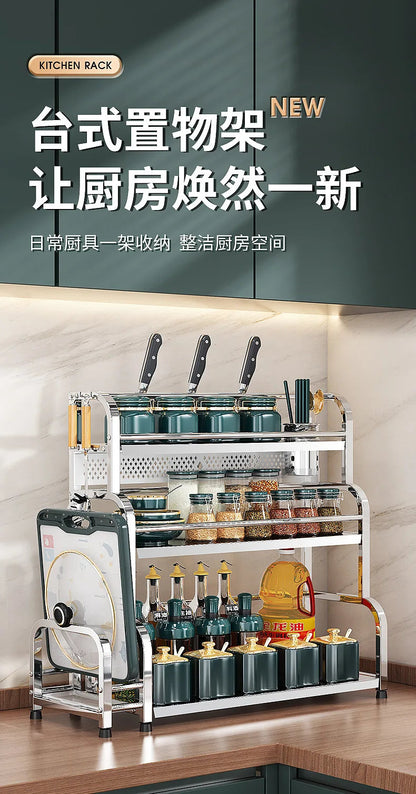 Stainless Steel Kitchen Storage Shelf Seasoning Jar Spice Storage Rack Chopsticks Knife Shelf Bar Organizer Kitchen Supplies    Home Decor Supply | Online Retail | ShoreShopper.com