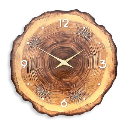 1pc wooden ring veneer wall clock, flat wood cross section texture pattern solid wood pointer design wall clock, silent clock    Home Decor Supply | Online Retail | ShoreShopper.com
