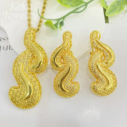 Dubai Golden Jewelry Sets for Women Luxury Italian Bridal Necklace Pendant Earrings Wedding Party Accessories Lady Gifts    Home Decor Supply | Online Retail | ShoreShopper.com