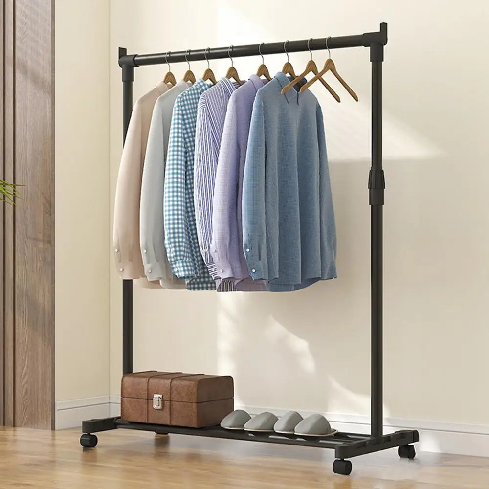 Clothes Rack With Wheels Metal Telescopic Adjustable Laundry Shop Living Room Bedroom Garment Rack Heavy-duty Standing Hanger    Home Decor Supply | Online Retail | ShoreShopper.com