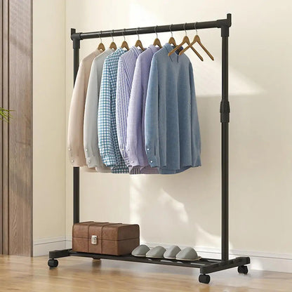 Clothes Rack With Wheels Metal Telescopic Adjustable Laundry Shop Living Room Bedroom Garment Rack Heavy-duty Standing Hanger    Home Decor Supply | Online Retail | ShoreShopper.com