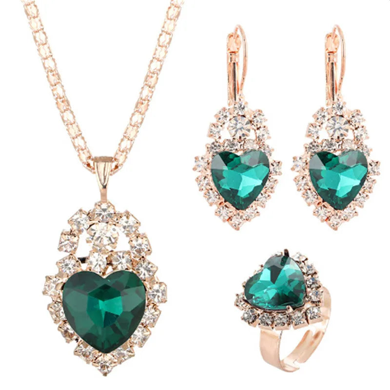 Jewelry Sets Women Wedding Jewelry Set for Brides Gold-Color Zirconia Earring Pendant Necklace Ring Sets    Home Decor Supply | Online Retail | ShoreShopper.com