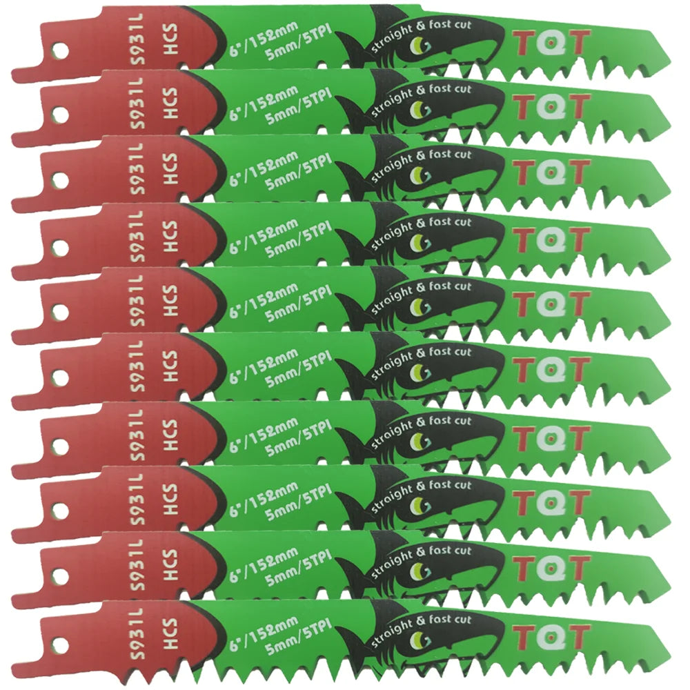 10Pcs 6-9.5-12 Inch Long Reciprocating Saw Blades 5-6Tpi Hcs 150mm Saber Blades for Cutting Wood Pvc for Bosch Makita Dewalt DIY Tool - ShoreCo.Shop
