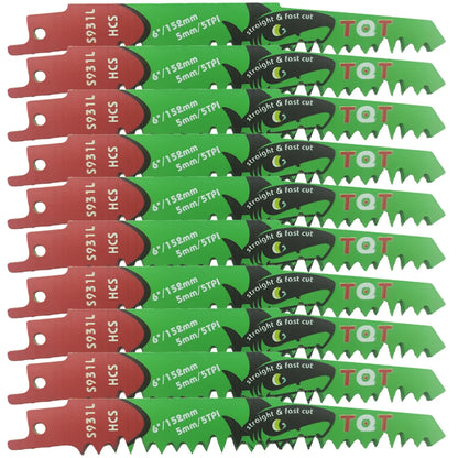 10Pcs 6-9.5-12 Inch Long Reciprocating Saw Blades 5-6Tpi Hcs 150mm Saber Blades for Cutting Wood Pvc for Bosch Makita Dewalt DIY Tool - ShoreCo.Shop