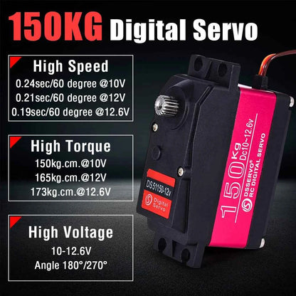 RC Steering Servo High Torque Servo Waterproof 60Kg 80Kg 150Kg 1/5 1/6 servo HV Metal Digital for  HPI Baja 5B SS RC Car