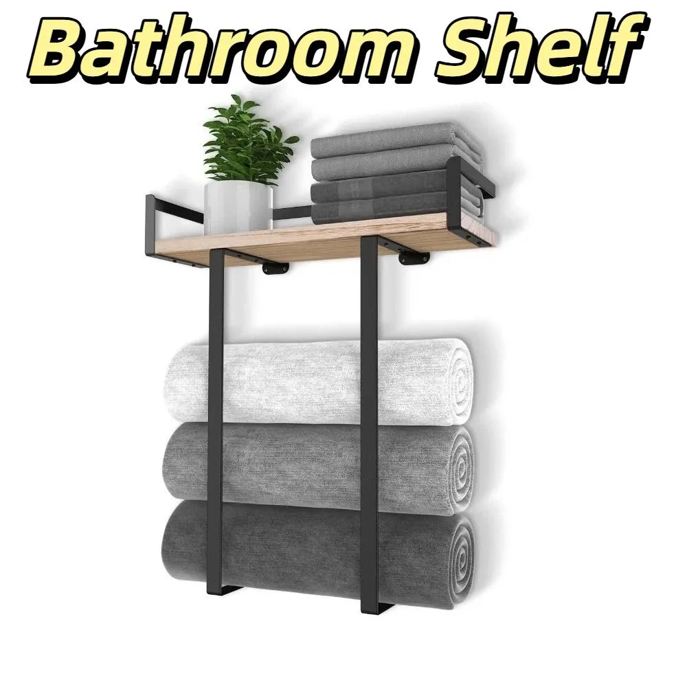 Wood and Iron Bathroom Shelf Rectangle Shape Rust Proof Shower Shelf Large Capacity Space Saving Wall Mounted Shelf    Home Decor Supply | Online Retail | ShoreShopper.com