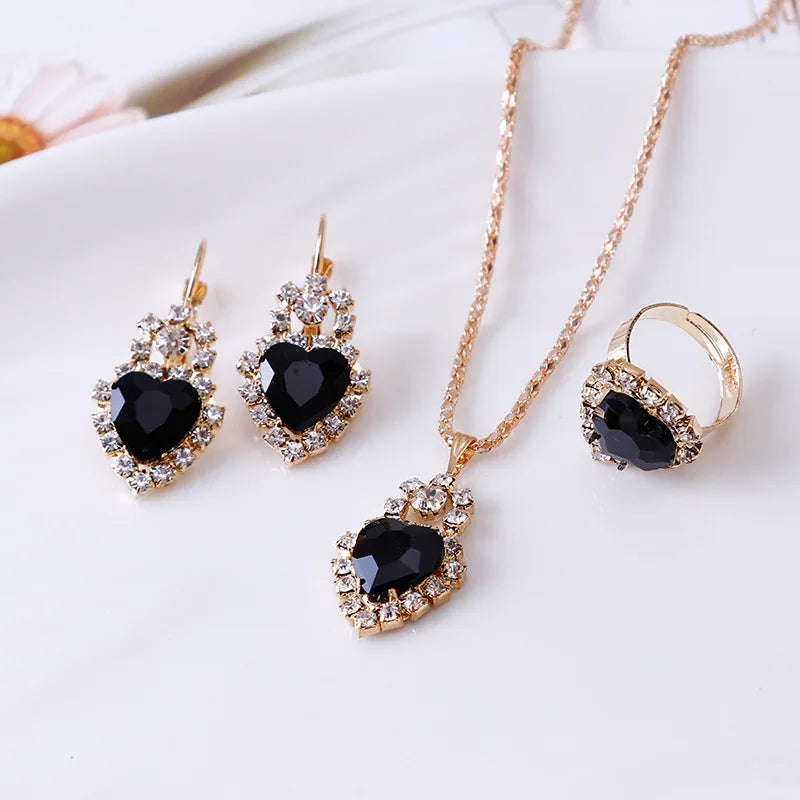 Jewelry Sets Women Wedding Jewelry Set for Brides Gold-Color Zirconia Earring Pendant Necklace Ring Sets    Home Decor Supply | Online Retail | ShoreShopper.com