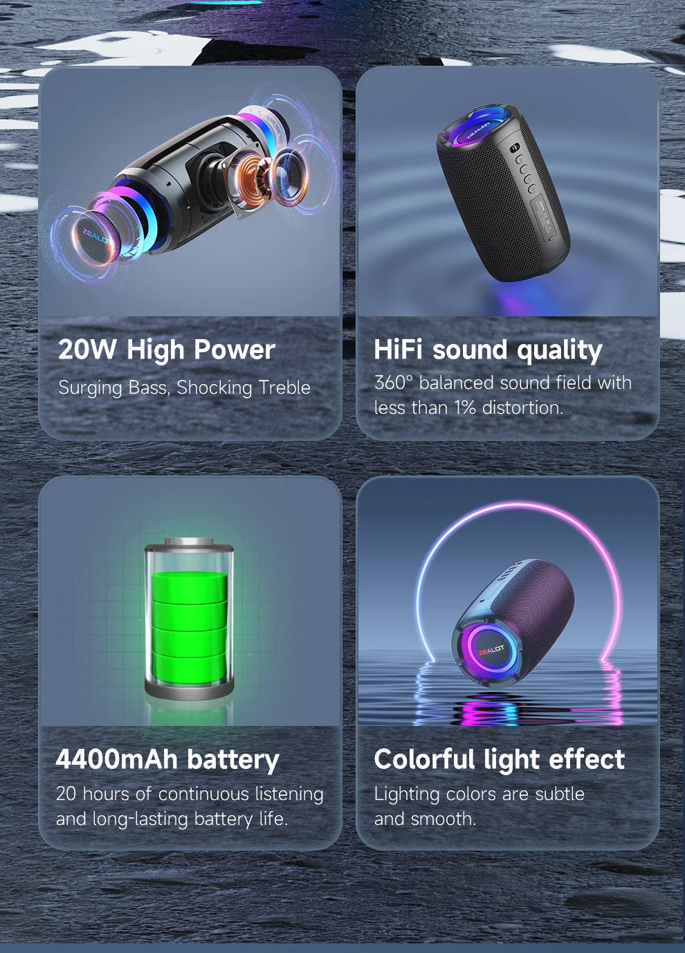 S61 Bluetooth Speaker,with IPX6 Waterproof Protection and Outdoor Bass Sound for Backyard and Beach Party,10W Loudspeaker    Home Decor Supply | Online Retail | ShoreShopper.com