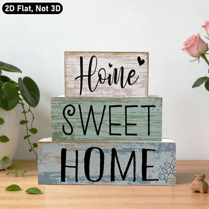 PVC Farmhouse Tabletop Plaques & Signs, Rustic Home Tiered Tray Decor, Table Ornament for Kitchen Shelf, Home Sweet Home Sign - ShoreCo.Shop