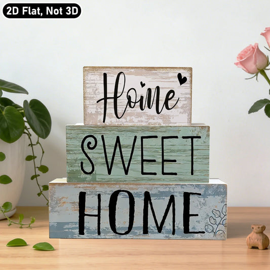 PVC Farmhouse Tabletop Plaques & Signs, Rustic Home Tiered Tray Decor, Table Ornament for Kitchen Shelf, Home Sweet Home Sign - ShoreCo.Shop