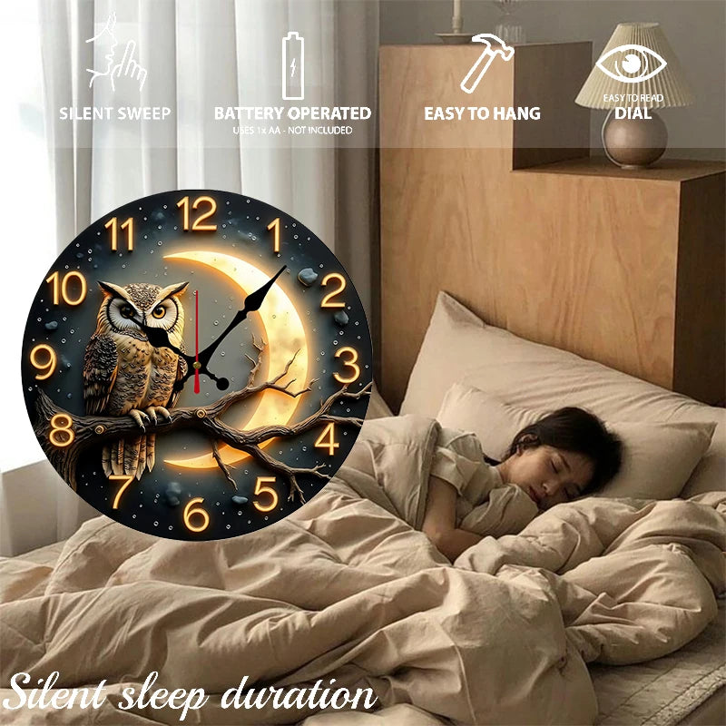 Moonlight Night Wooden Round Silent Hanging Wall Clock, Suitable For Living Room, Office, Study Room, Bedroom, Home Decoration    Home Decor Supply | Online Retail | ShoreShopper.com