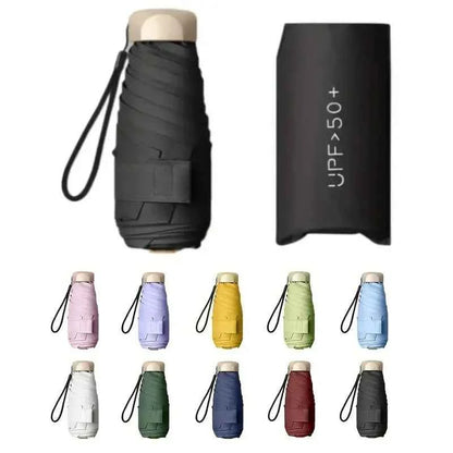 Ultra-Light UV Protection Umbrella - Compact, Foldable Design With Stainless Steel Handle For Sun & Rain, Durable 190T Canopy