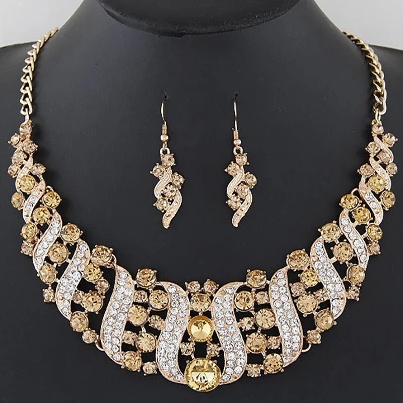 Romantic 2 Pieces/set Wedding Jewelry Set Shiny Crystal Bridal Jewelry Set Ladies Necklace Earrings    Home Decor Supply | Online Retail | ShoreShopper.com