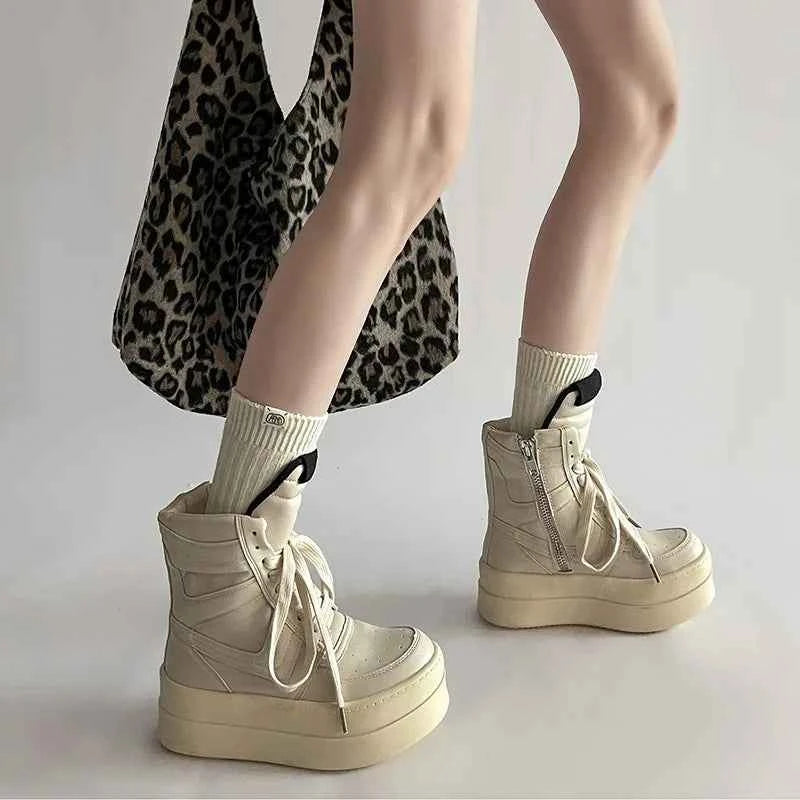 Shoes for Women Women's Ankle Boots Trendy Retro High-top Women's Shoes Fashion Casual Chunky Platform Luxury Designer Sneakers
