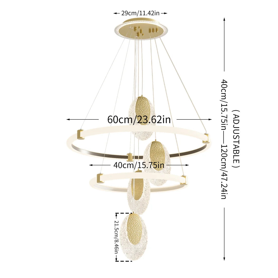 LUVODI 3-Layers LED Ceiling Lighting Fixture Art Decor Acrylic Water-drop Chandelier Pendant Lamp with 3 Color Lights    Home Decor Supply | Online Retail | ShoreShopper.com