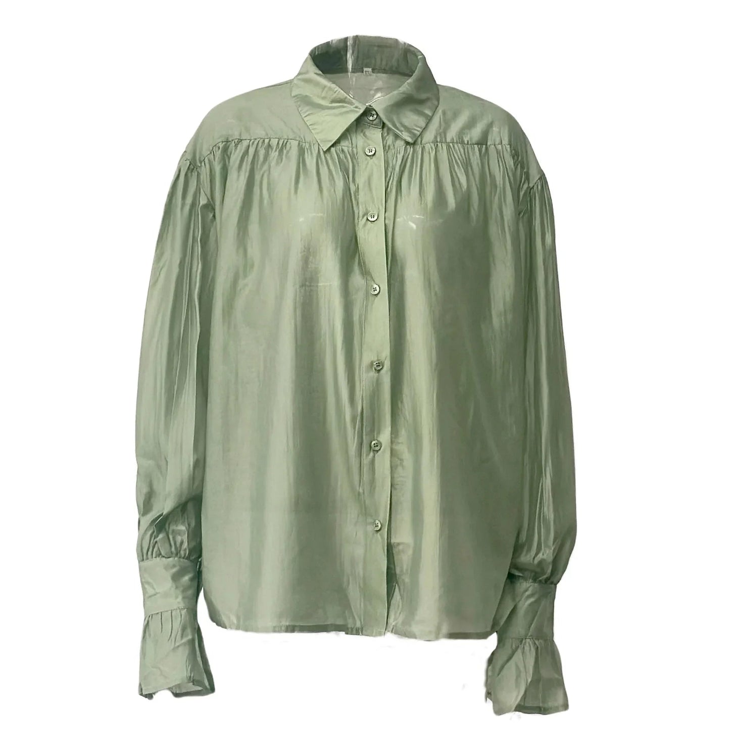 Women's Shirt Long Sleeve Turn-down Collar Sexy See-through Loose Button Women Shirts Beach Style Simple Solid Color Casual Tops    Your Coastal Marketplace | Shoreshopper.com