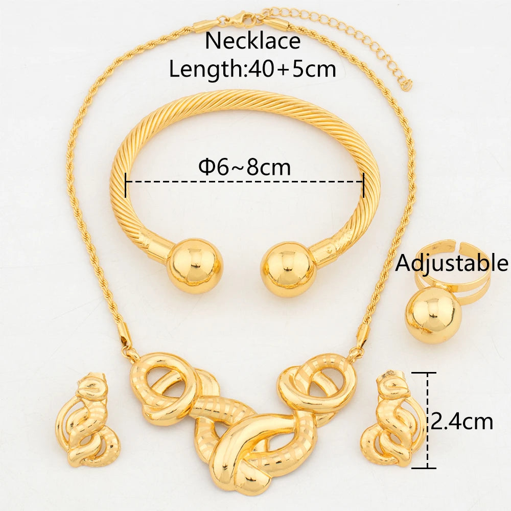 Exquisite Fashion Jewelry Set for Women Arab Gold Color Luxury Necklace Earrings Bangle Ring Set Weddings Dubai Party Daily Wear    Home Decor Supply | Online Retail | ShoreShopper.com