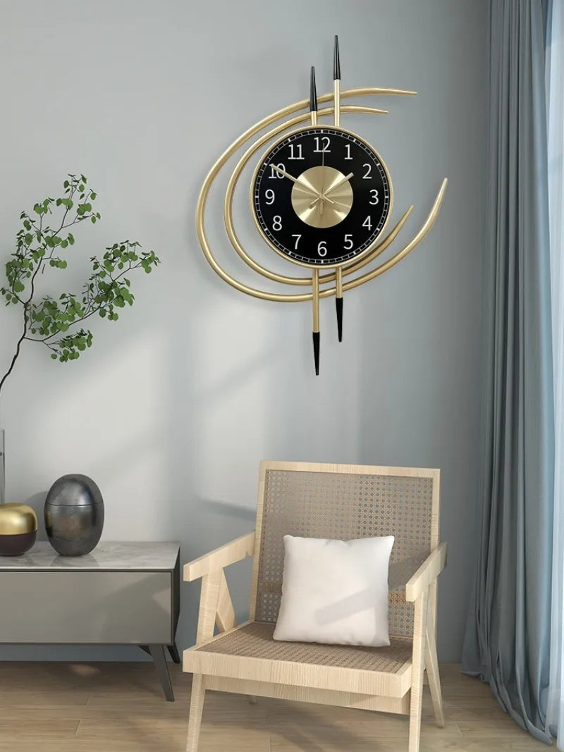 54cm Storm Eye Modern Wall Clock, Large Black Dial Metal Silent Analog Clock, Gold Luxury Decorative for Living Room Bedroom    Home Decor Supply | Online Retail | ShoreShopper.com