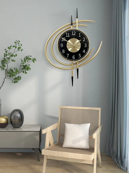 54cm Storm Eye Modern Wall Clock, Large Black Dial Metal Silent Analog Clock, Gold Luxury Decorative for Living Room Bedroom    Home Decor Supply | Online Retail | ShoreShopper.com