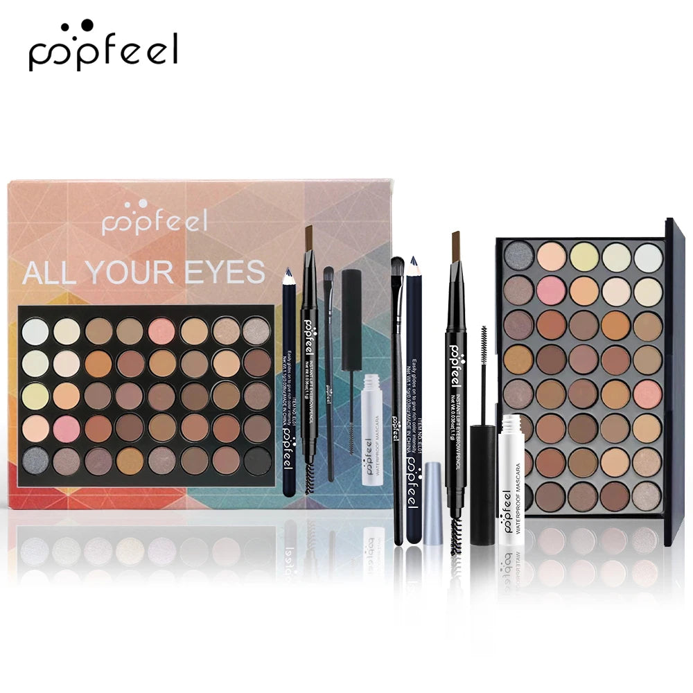 POPFEEL Eye Makeup Set, Eyeshadow Palette, Eyeliner, Mascara, Eyebrow Pencil, Makeup Tool Set Box, Gifts For Women - ShoreCo.Shop